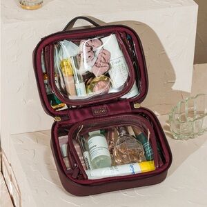 Calpak Small Cosmetics Case in Burgundy